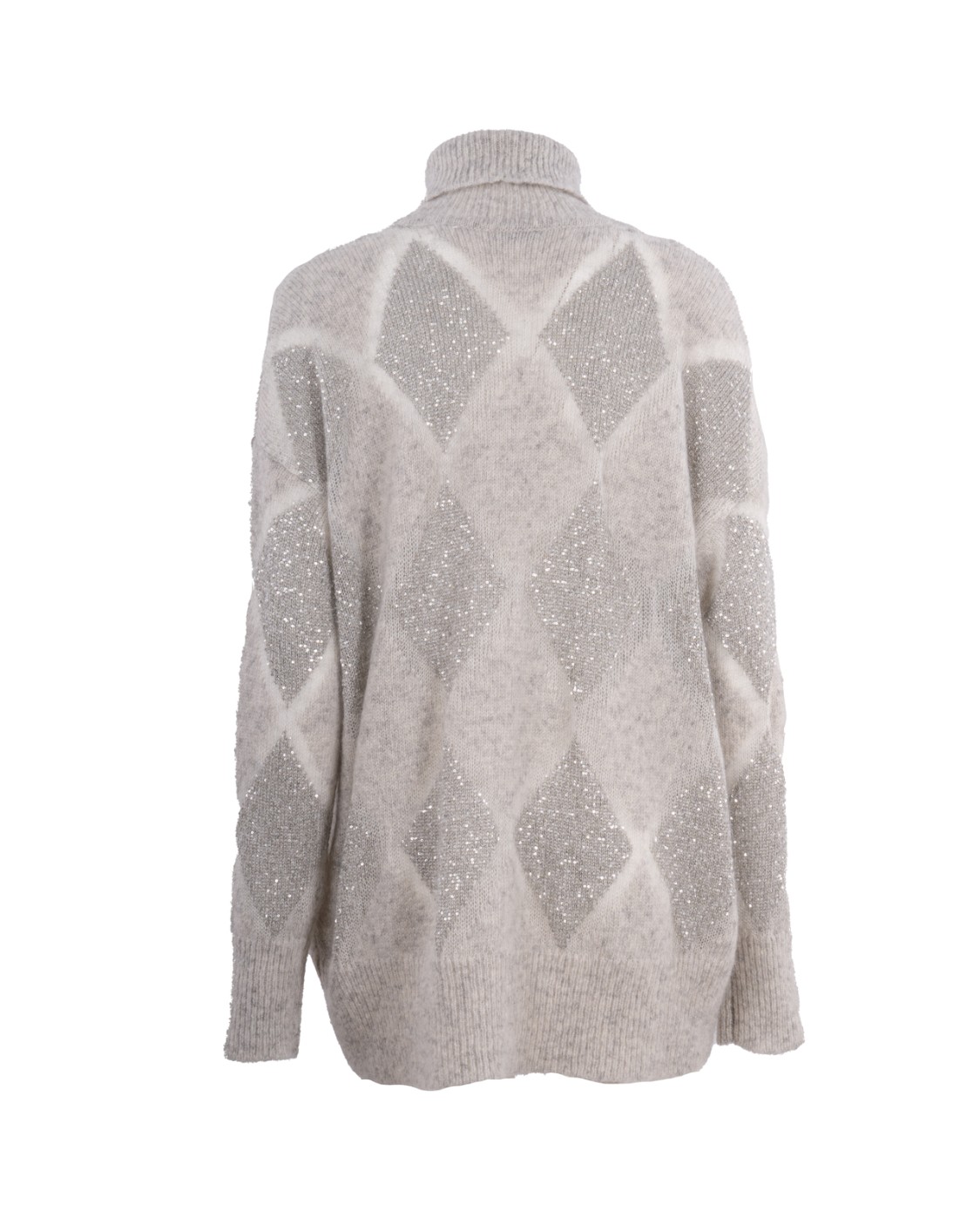 shop BRUNELLO CUCINELLI Saldi Pull: Brunello Cucinelli maglia Dazzling Argyle in lana e mohair.
Collo camino.
Spalla abbassata.
Manica ampia.
Lavorazione speciale.
Composizione: 60% LANA, 40% MOHAIR. 
Made in Italy.. MCM518803-CXL37 number 4647711